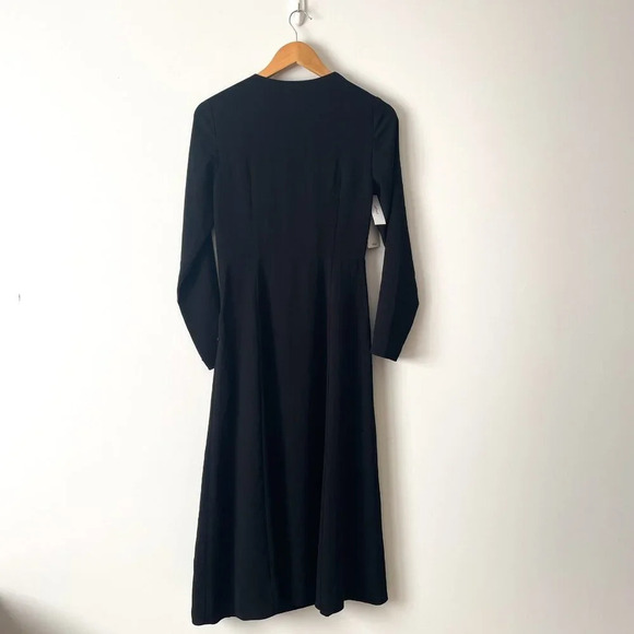 Aritzia Wilfred Aubagne Wrap Tie Front Midi Longsleeve Dress NWT Black Size 6 - Picture 5 of 8